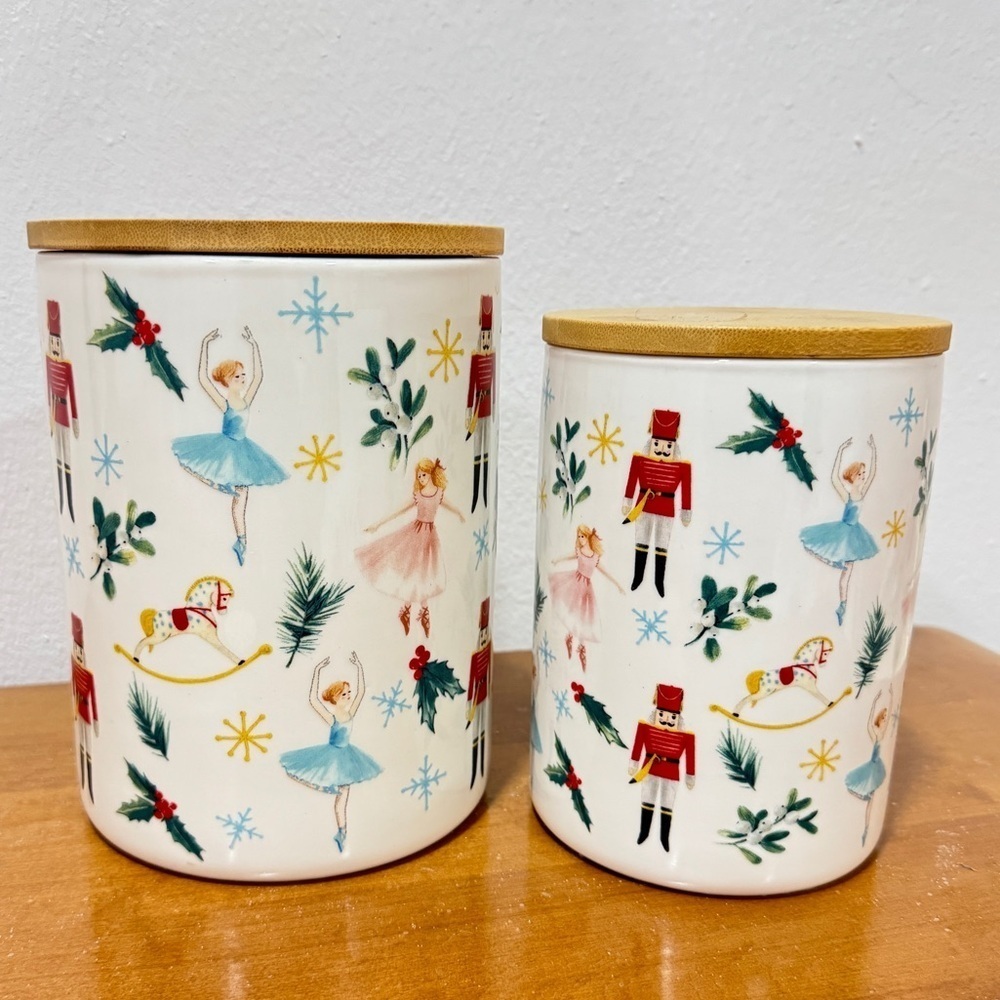Homegoods Nutcracker Kitchen canisters Christmas ballet watercolor wooden decor